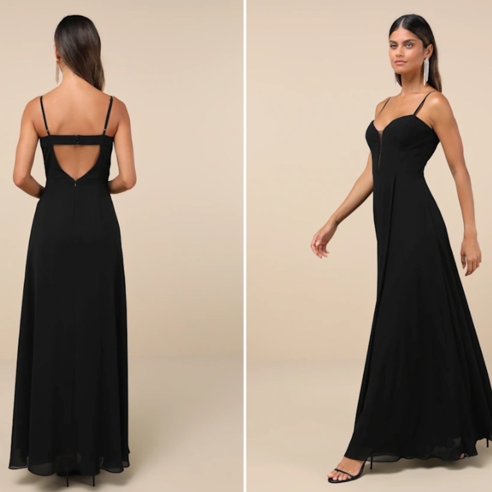 LULUS Prom Elegant Wedding Bridesmaid Romantic Flowy Chiffon Maxi Dress - Picture 5 of 5
